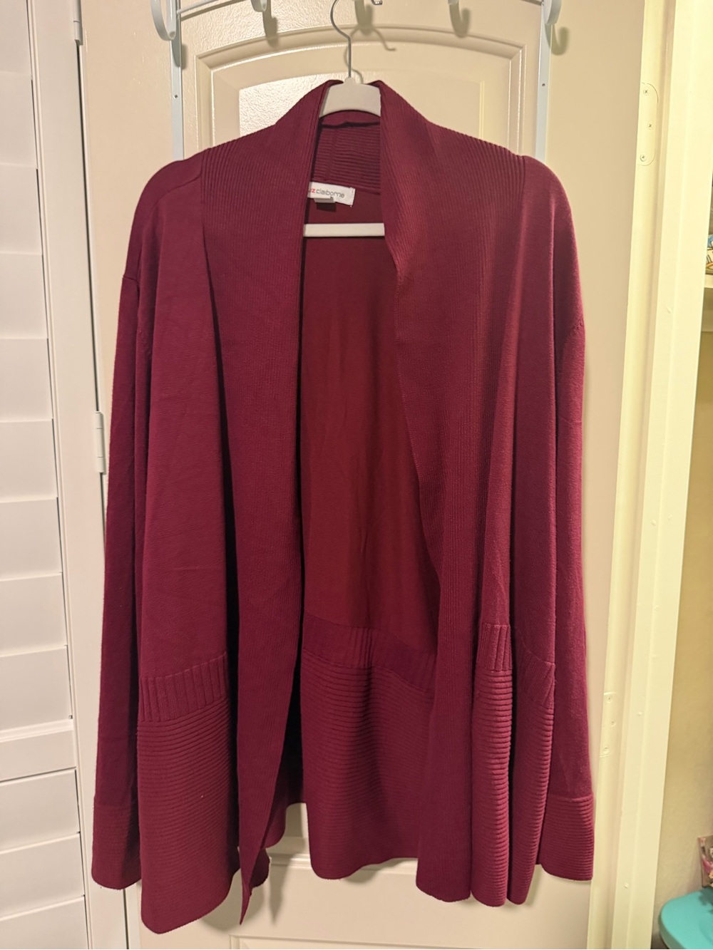 Liz Claiborne Wine Open-Front Cardigan